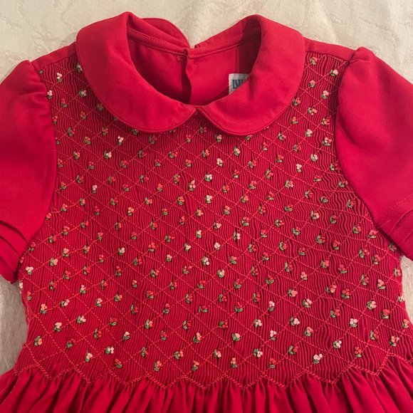 Luli & Me Girls 6 Smocked Floral Red Dress - Picture 2 of 13
